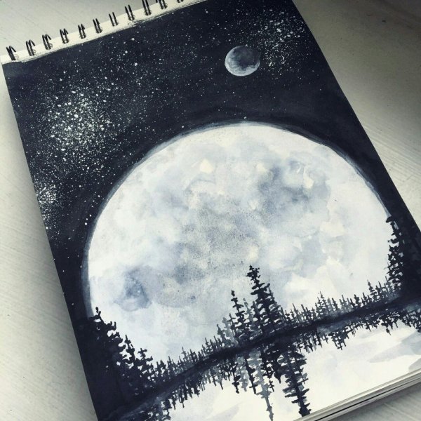 Луна акварелью