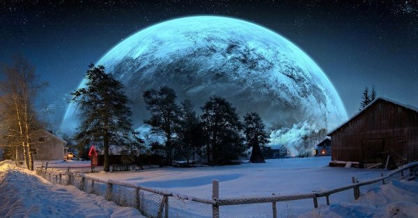 Зима ночь Луна