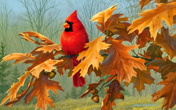 Осенние птицы живопись