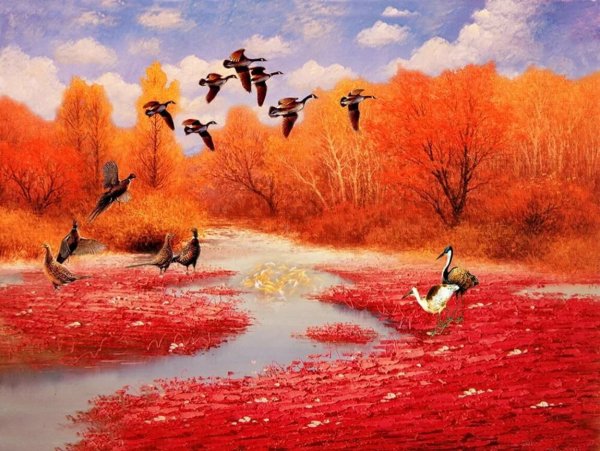 Пейзажи для детей осень птицы