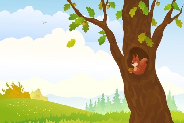 Нарисованное дерево с дуплом для детей