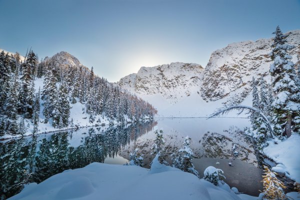 Горы озеро зима