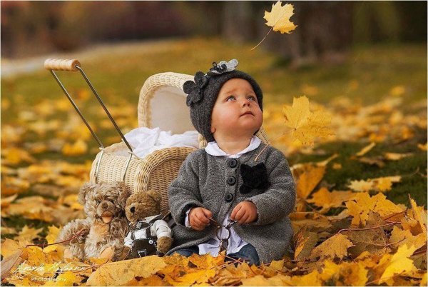 Веселые дети осенью