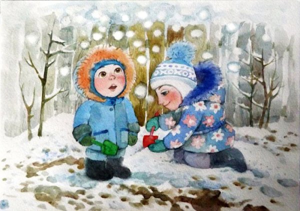 Иллюстрации первый снег для детей
