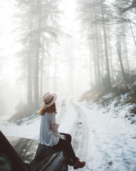 Девушка в Снежном лесу