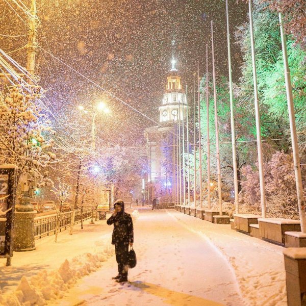 Ночь в зимней Москве