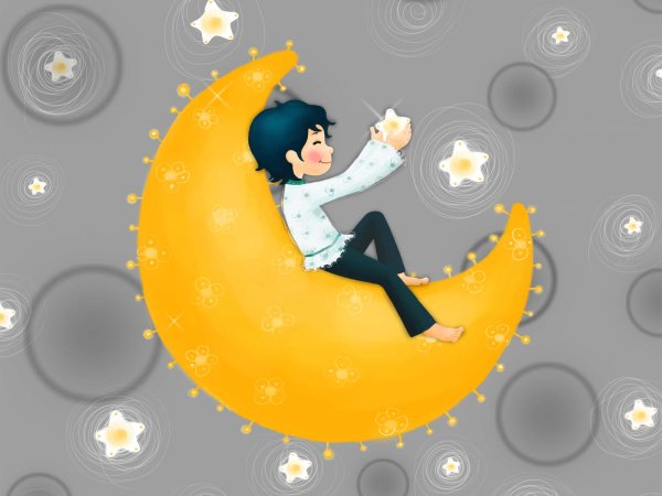 Сидит на месяце