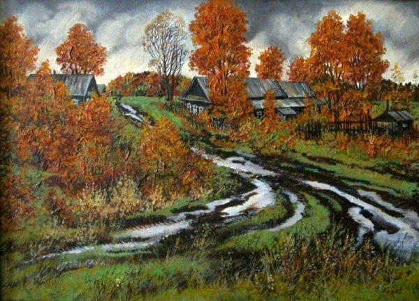 Скучная картина Плещеев деревушка