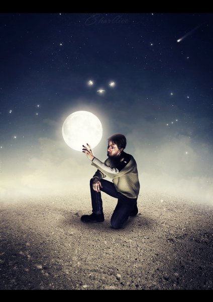Одинокий человек и Луна