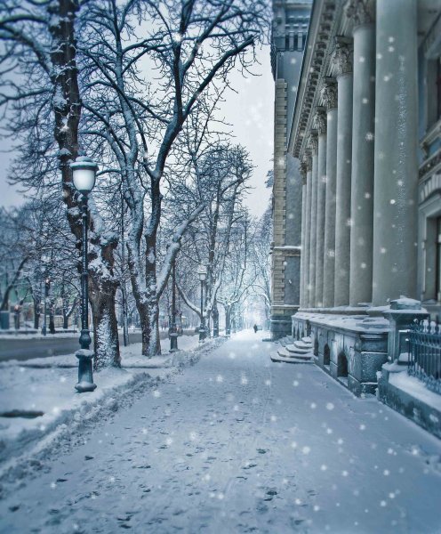 Снег в городе