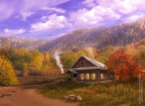 Утро осень деревня