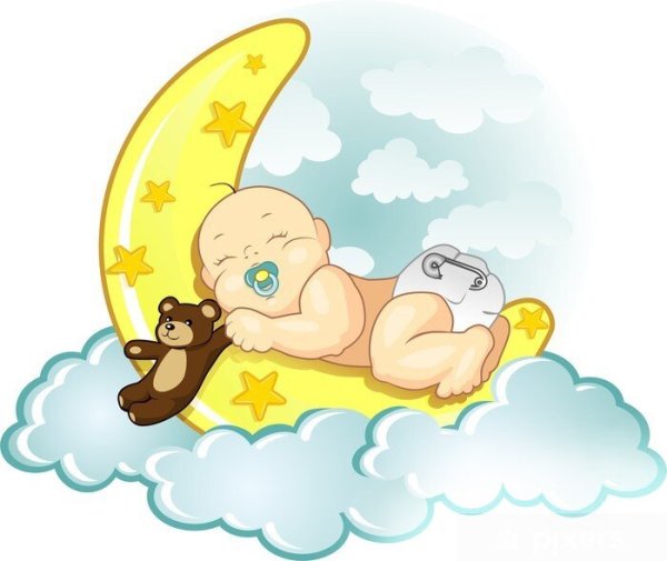 Спящий ребенок на облаке