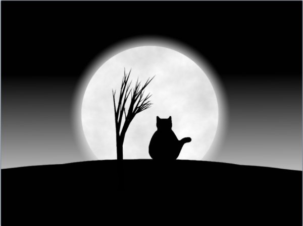 Силуэт кота на фоне Луны