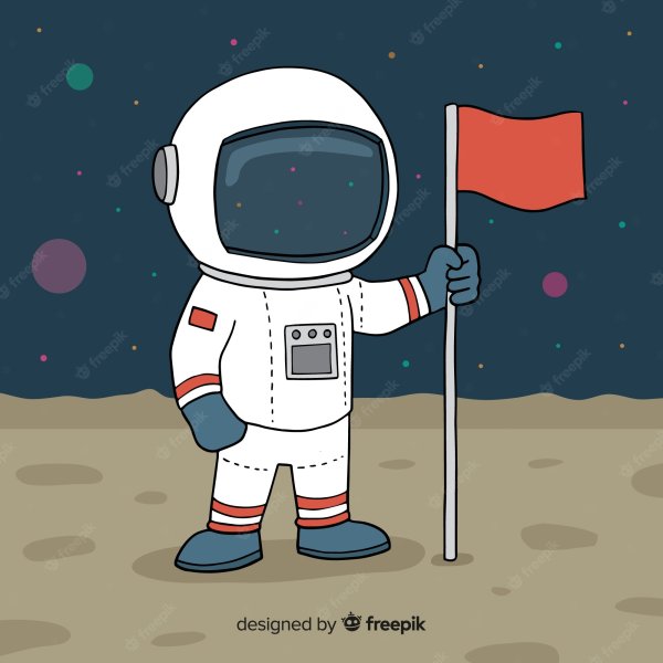 Космонавт на Луне рисунок
