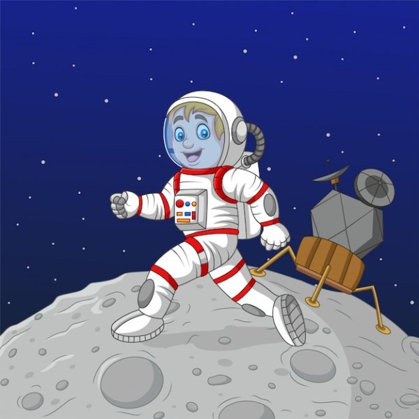 Космонавт на Луне для детей
