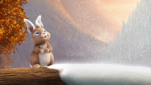 Новогодний заяц в лесу