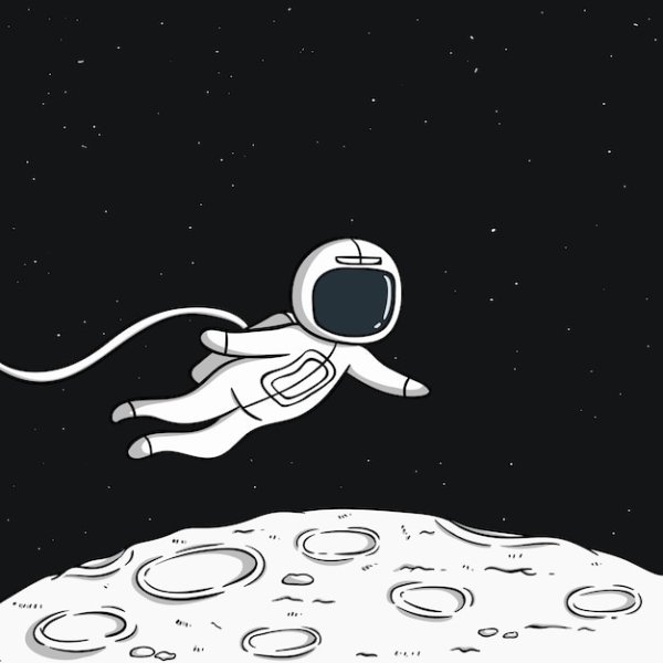 Космонавт на Луне рисунок