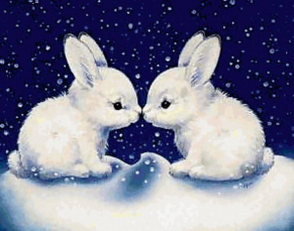 Девочка и зайчик зимой