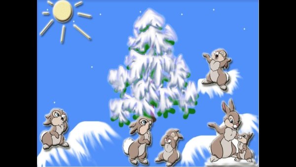 Зайки на зимней полянке