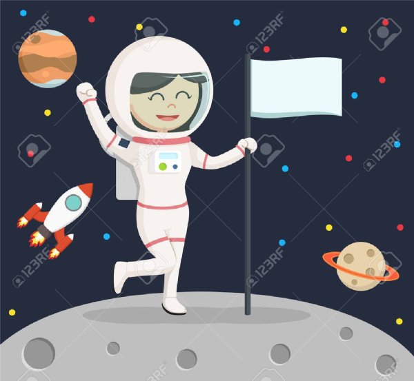 Космонавт иллюстрация с флагом