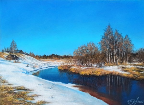 Еще в полях Белеет снег картина