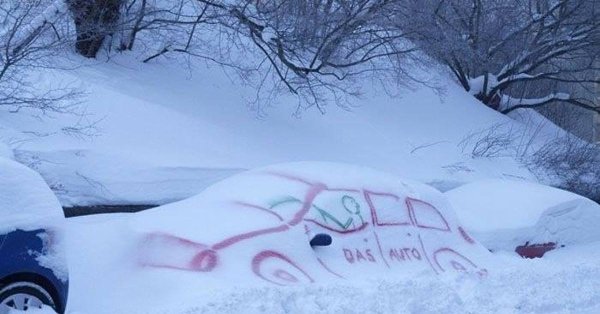 Смешные машины в снегу