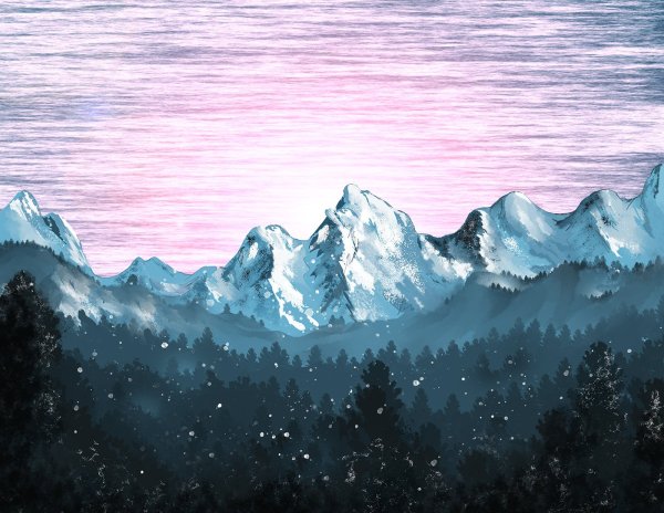 Снежные горы в иллюстраторе