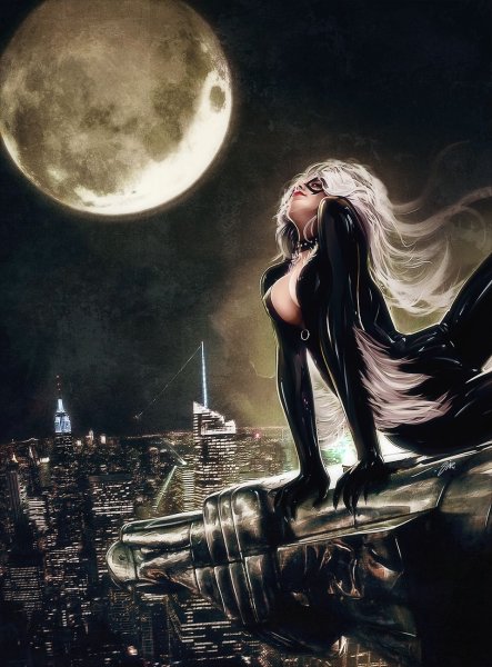 Девушка с черной кошкой