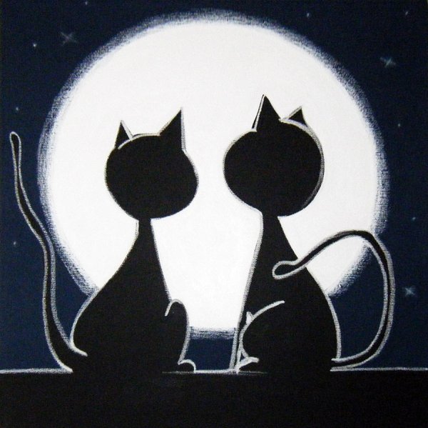 Силуэтная живопись кошки