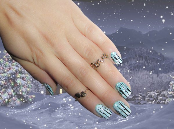 Новогодний маникюр зимние веточки