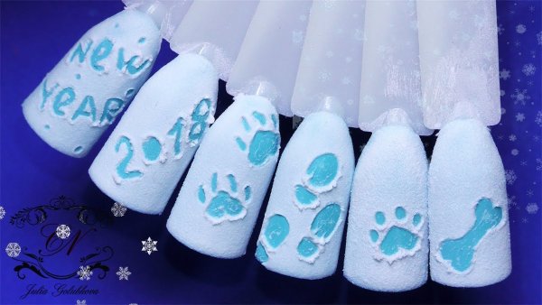 Новогодние сугробы на ногтях