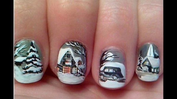 Маникюр с домиком