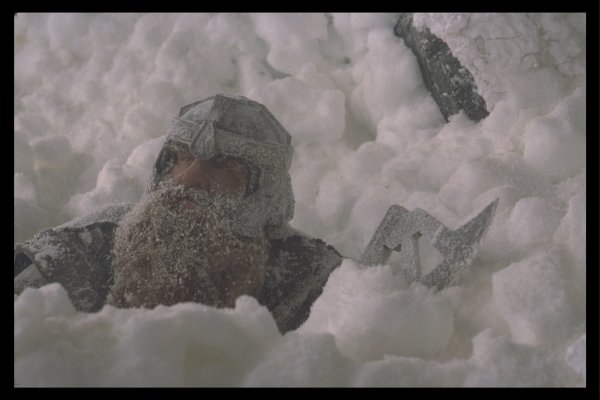 Гэндальф и Гимли в снегу