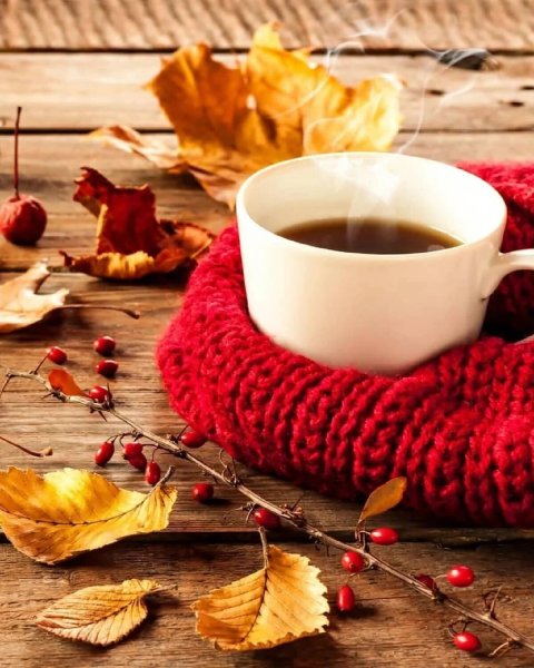 Кофе в морозное осеннее утро