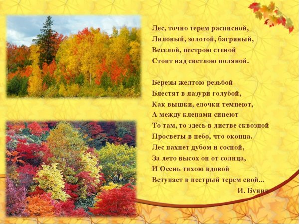 Бунин лес, точно Терем расписной, лиловый, золотой, багряный
