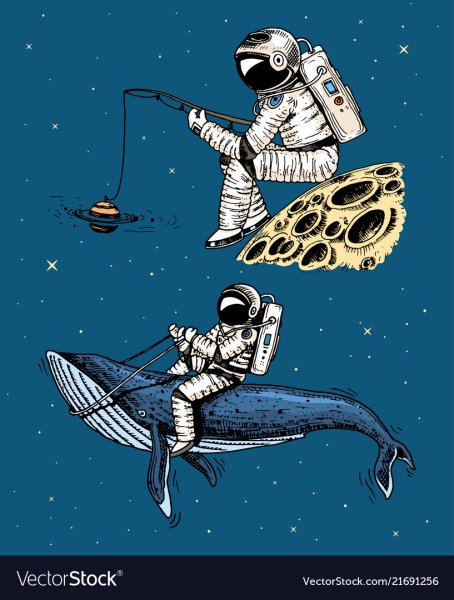 Космонавт на Луне с удочкой