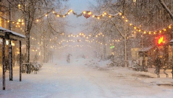 Снег новый год город