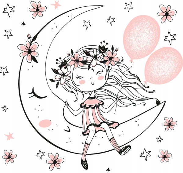 Девочка на Луне рисунок