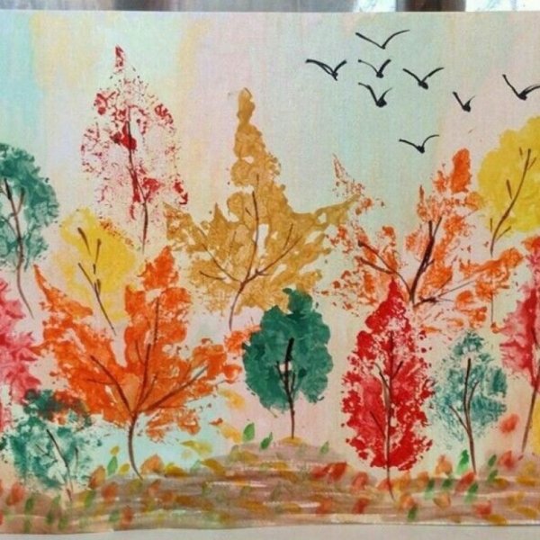 Рисование осенние листья