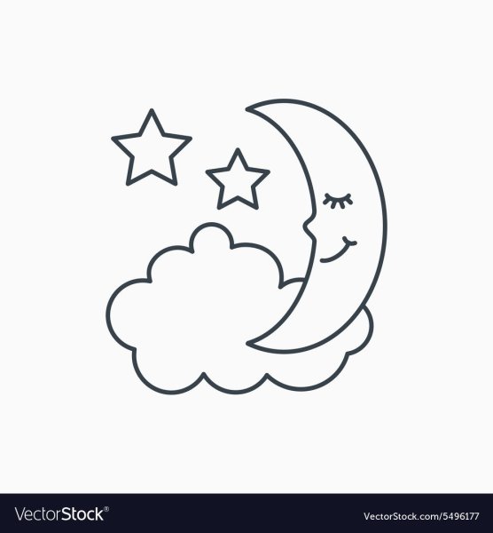 Луна и звезды контур