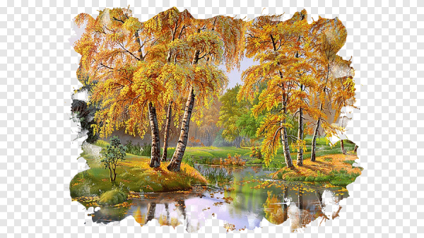 Пейзажи осени на прозрачном фоне