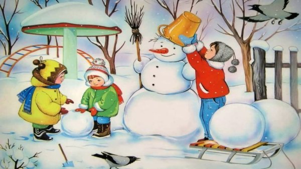 Раскраски Дети лепят снеговика (29 шт.) - скачать или распечатать бесплатно #