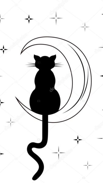 Кот на Луне силуэт