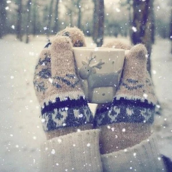 Варежки в снегу