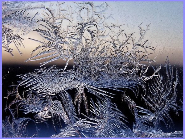 Необычный иней на стекле