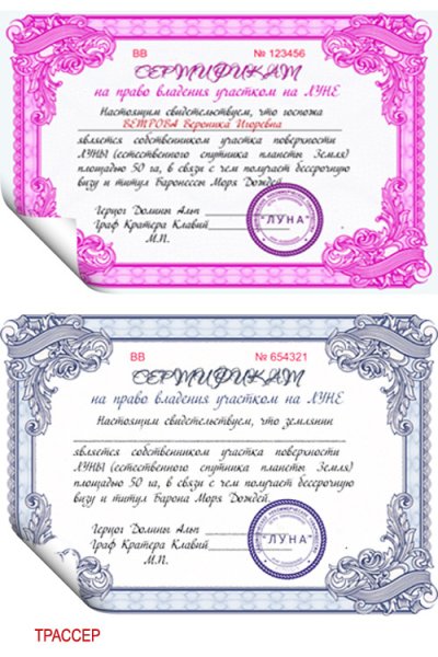 Шуточные сертификаты для детей