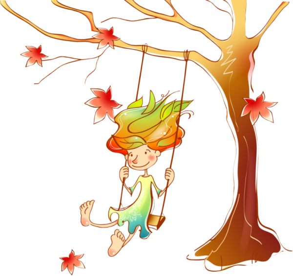 Осенние дети на прозрачном фоне