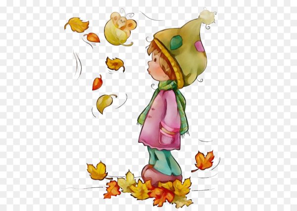 Осенние дети на прозрачном фоне