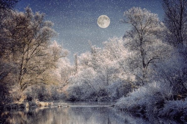 Зимний лунный пейзаж