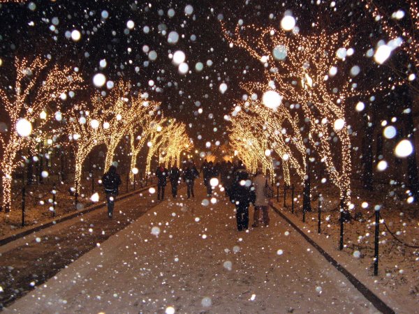 Рождественские огоньки на улице